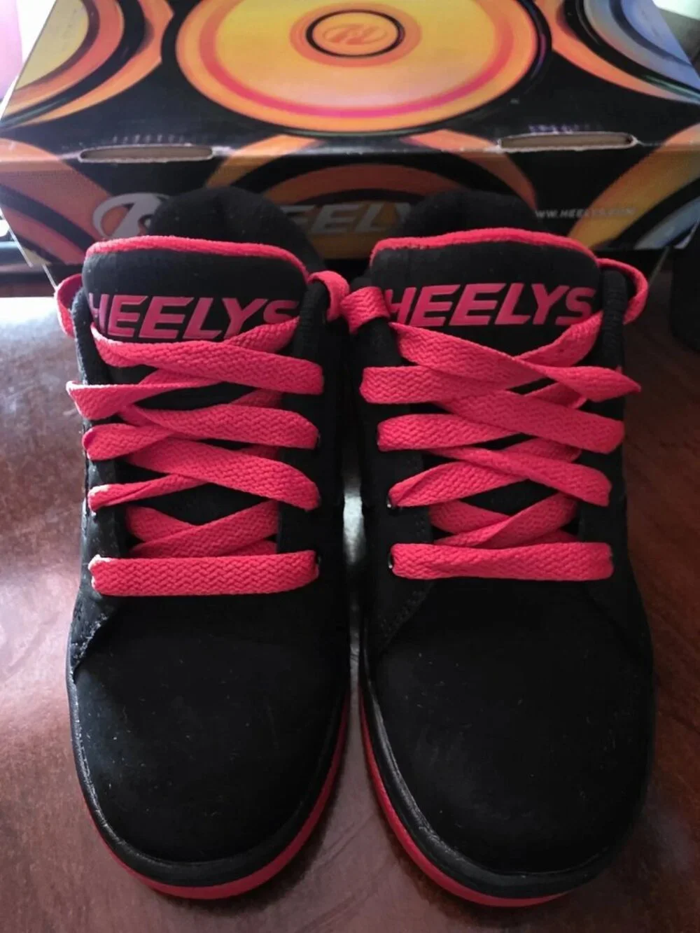 Heelys Propel 2.0 Skate Shoes Youth Size 1 Black Red Lace Up with Wheels & Plugs